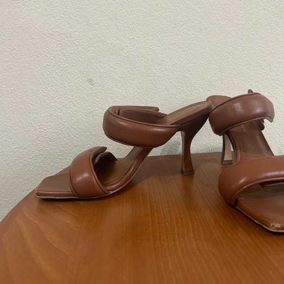 GIABORGHINI Perni Two-Band Puffy Slide High-Heel Sandals Brown Leather Size 38.5 - Picture 4 of 12